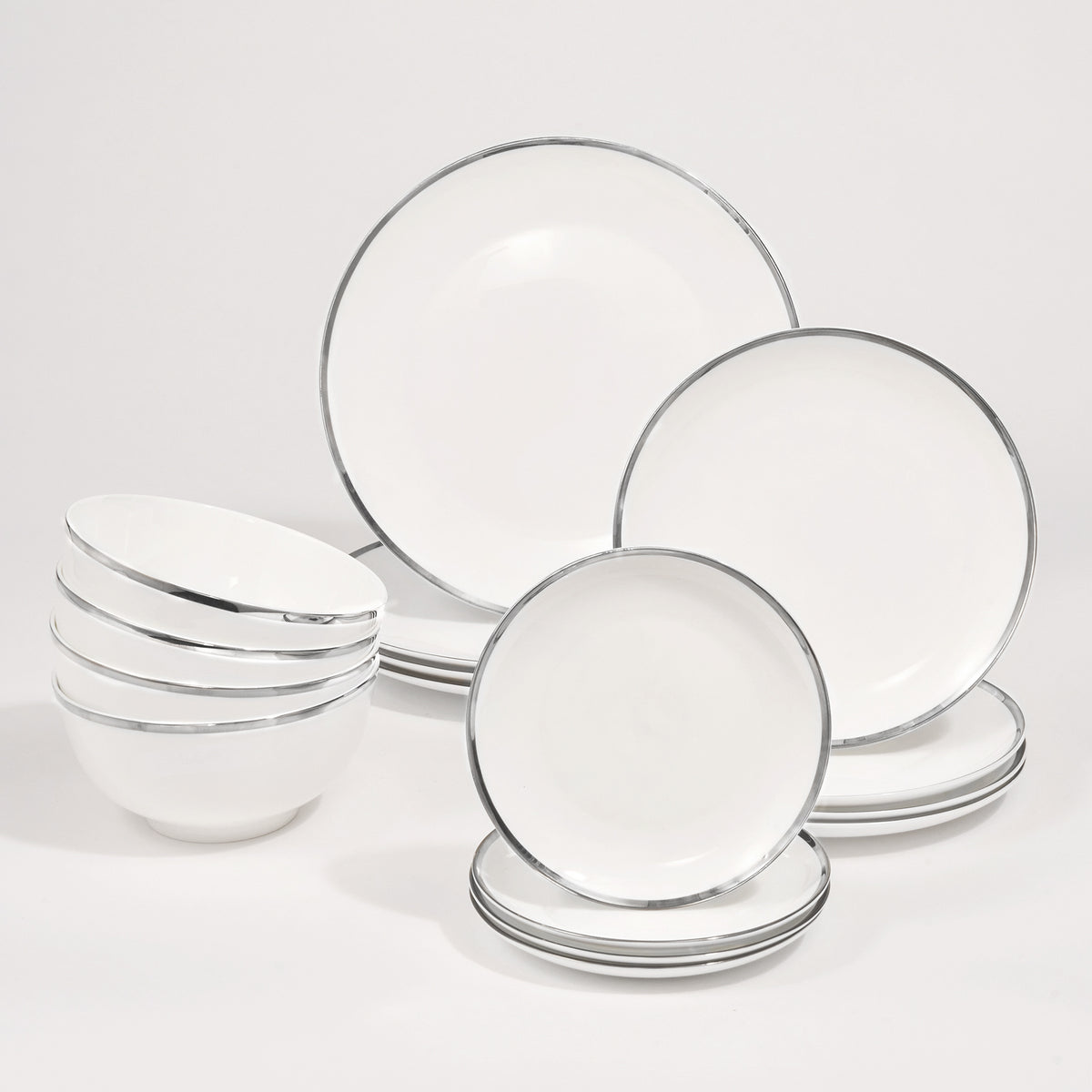 Godinger Nola Bone China Dinnerware Set 16 Piece Set, Service for 4 - Assorted Colors