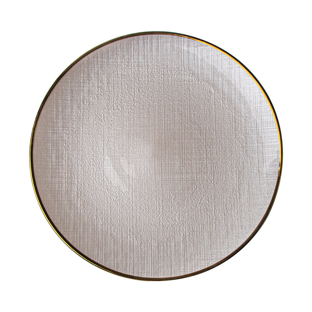 Vikko Decor Willow Gold Rimmed Glass Chargers, 13'' - Assorted Colors