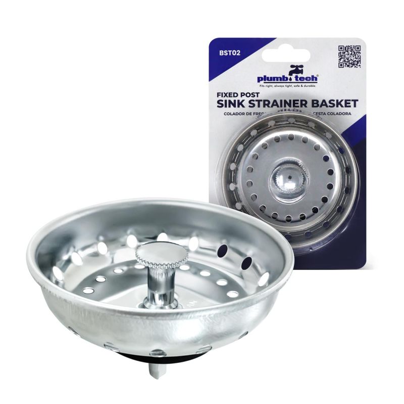 Fixed Post Sink Strainer Basket, Stainless Steel