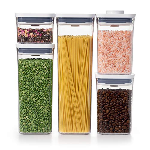 OXO Good Grips 5-Piece POP Container Set, Sizes 2.1 Qt, 1.5 Qt , 2 of 0.9 Qt , 0.3 Qt