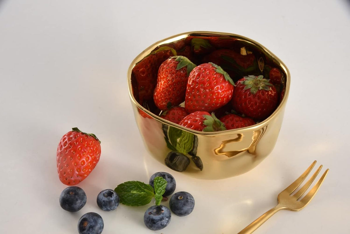 Pampa Bay Moonlight Tarnish Free Porcelain Snack Dip Bowl with Gold Titanium