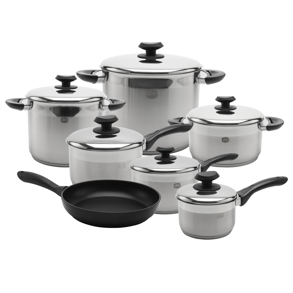 YBM Home 18/10 Tri-Ply Stainless Steel Cookware Set