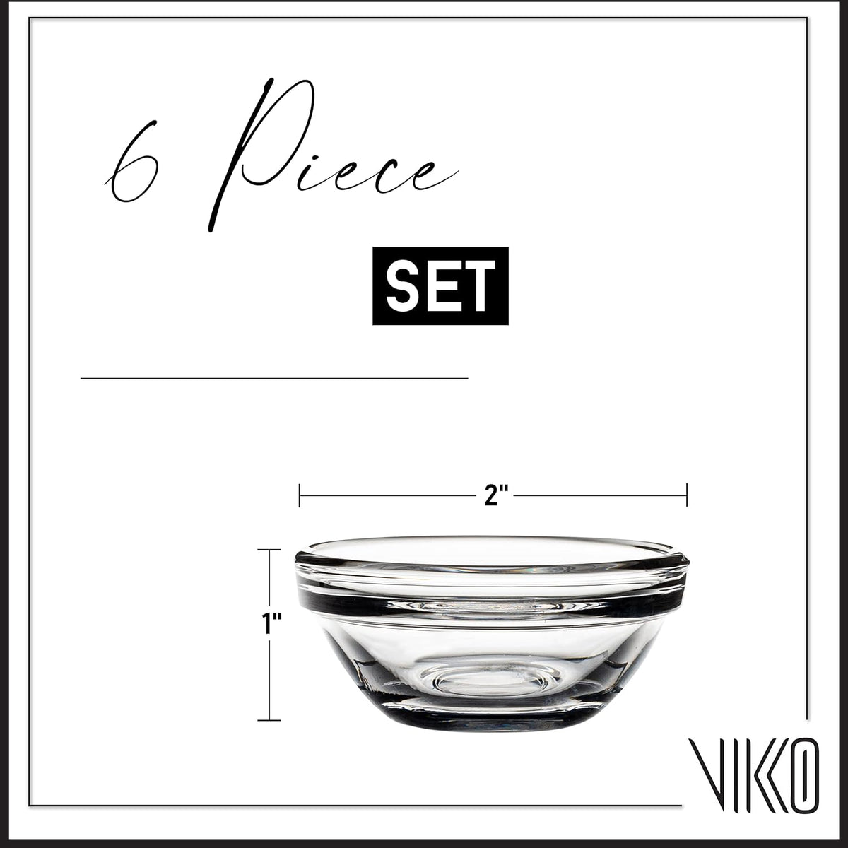 Vikko Small Stackable Glass Bowl KAARAH for Seder Plate, 2 Inch Set of 6