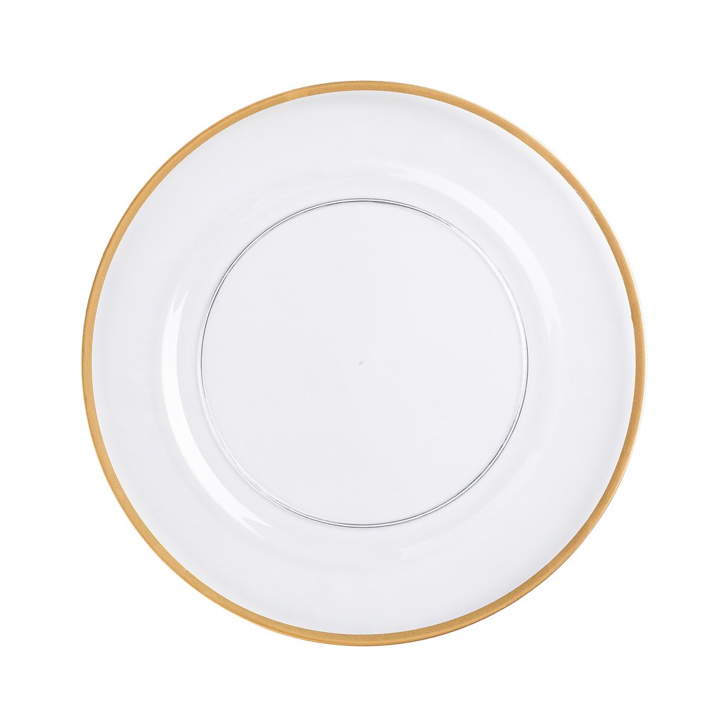 Vikko Decor Classic Glass Charger with Colored Rim 13" - Assorted Rim Colors