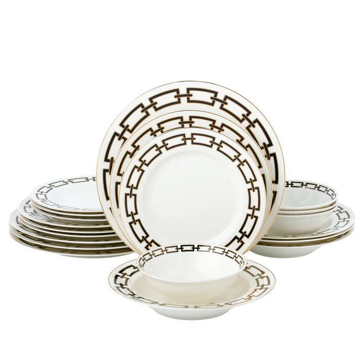 Joseph Sedgh Abbey Black Bone China 20 Piece Dinnerware Set, Service for 4