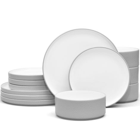 Noritake ColorTex Porcelain 12 Piece Dinnerware Set, Service for 4 - Assorted Colors