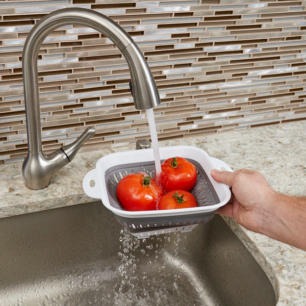 Home Basics Collapsible Colander Grey-White, Medium