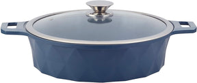 Imperial Blue Diamond Cut Ceramic Coated Pot with Glass Cover - Assorted Sizes
