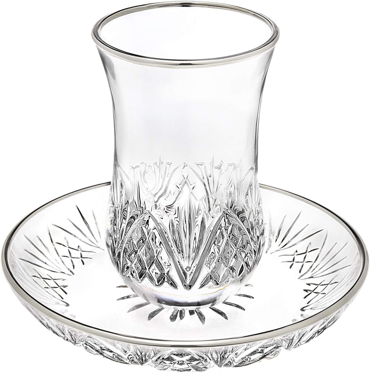 Dublin Crystal Kiddush Cup and Saucer (Silver)
