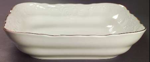Bernadotte 25cm/10" Square Serving Bowl, Ivory Silver (Platinum)