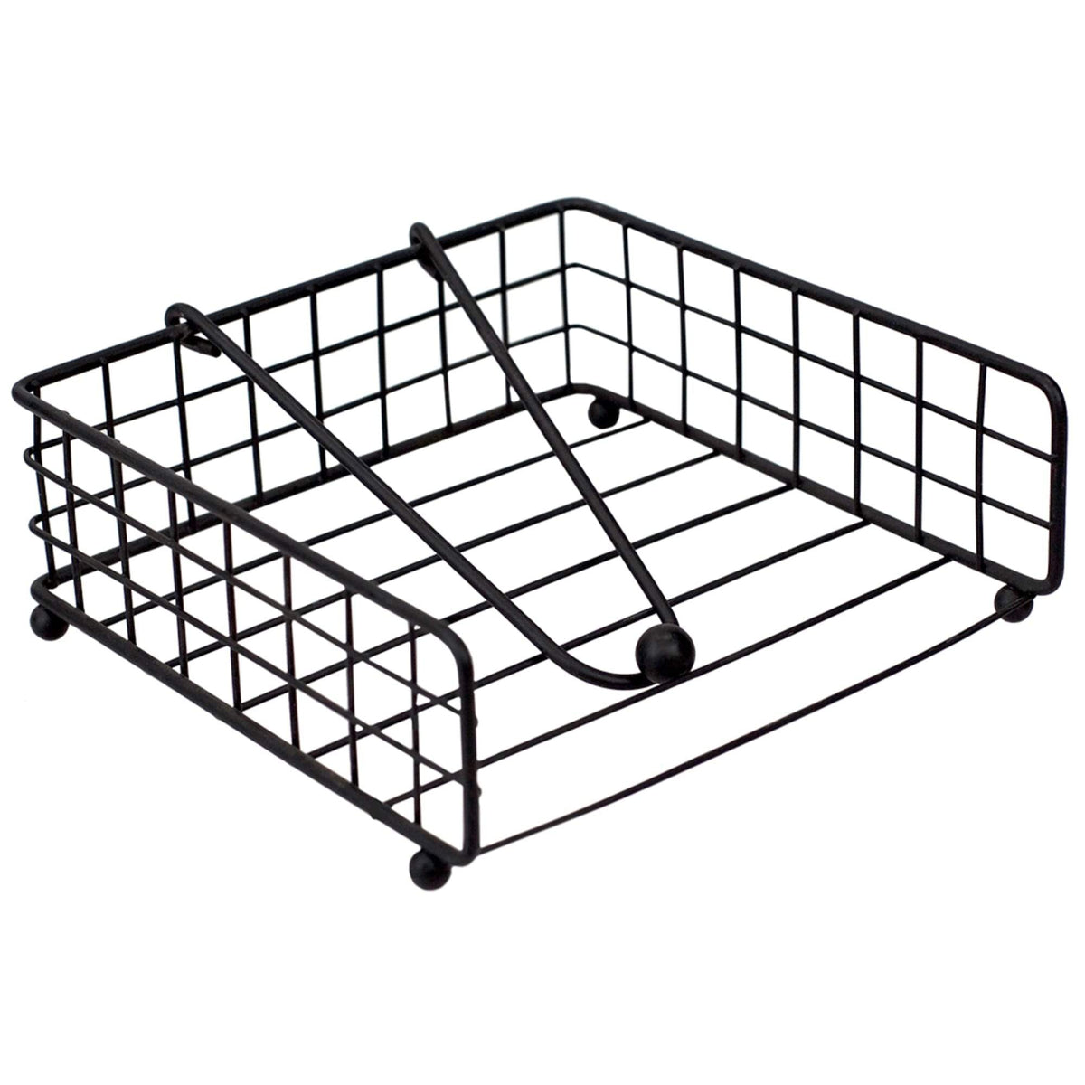 Home Basics Grid Collection Napkin Holder with Weighted Pivoting Arm, Black