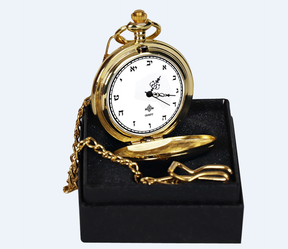 A&M - Gold Pocket Watch With Chain, Alef Beth Time Face