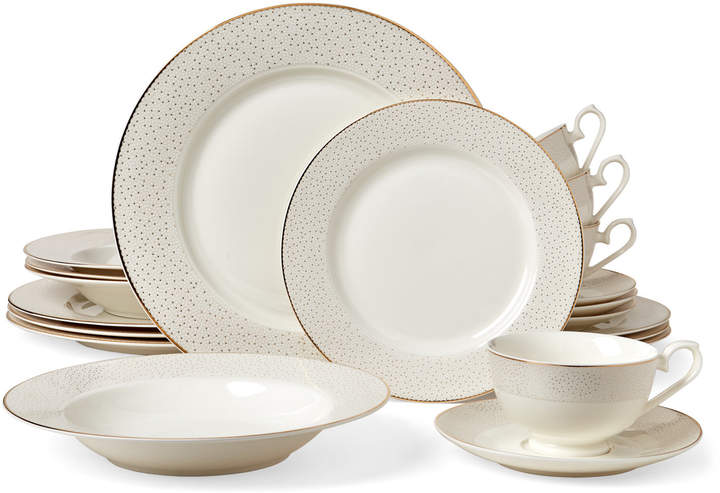 Joseph Sedgh Collection 20 Piece Fine Bone China Dinnerware Set, Stardust Speckled Gold - Service for 4