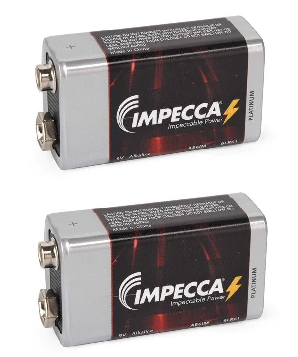 IMPECCA 9V 9 Volt Alkaline Batteries, 2 Pack