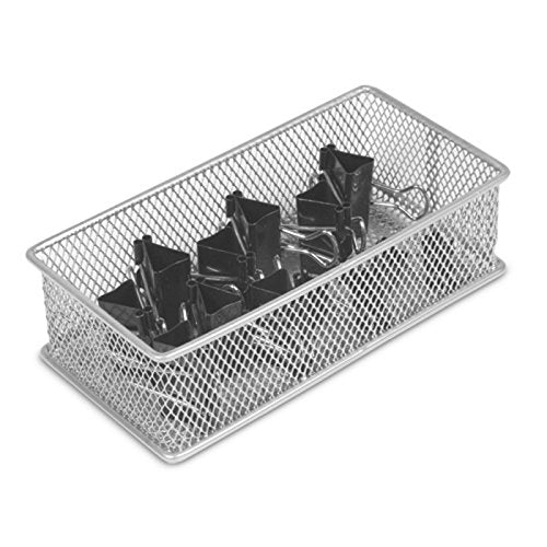Silver Mesh Open Bin Storage Basket Organizer by YBM Home (6"x3")