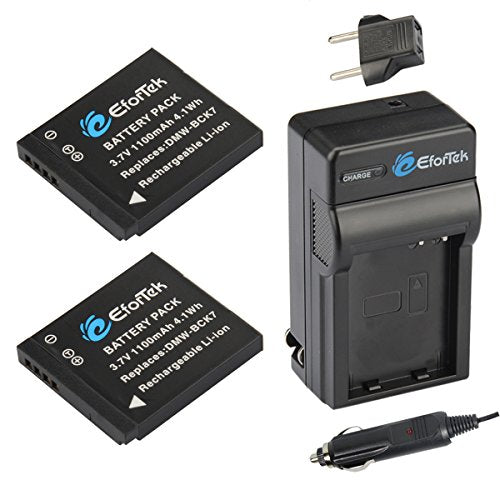 Replacement Batteries (2-Pack) and Charger Kit for Panasonic DMW-BCK7,