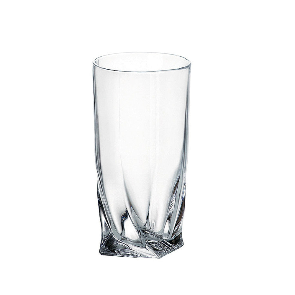 Crystalite Bohemia Quadro Highball Blown Glass, Set of 6, 12oz, Dishwasher Safe