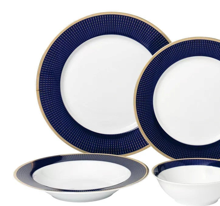 Lorren Home Trends Midnight 24 Piece Bone China Dinnerware Set