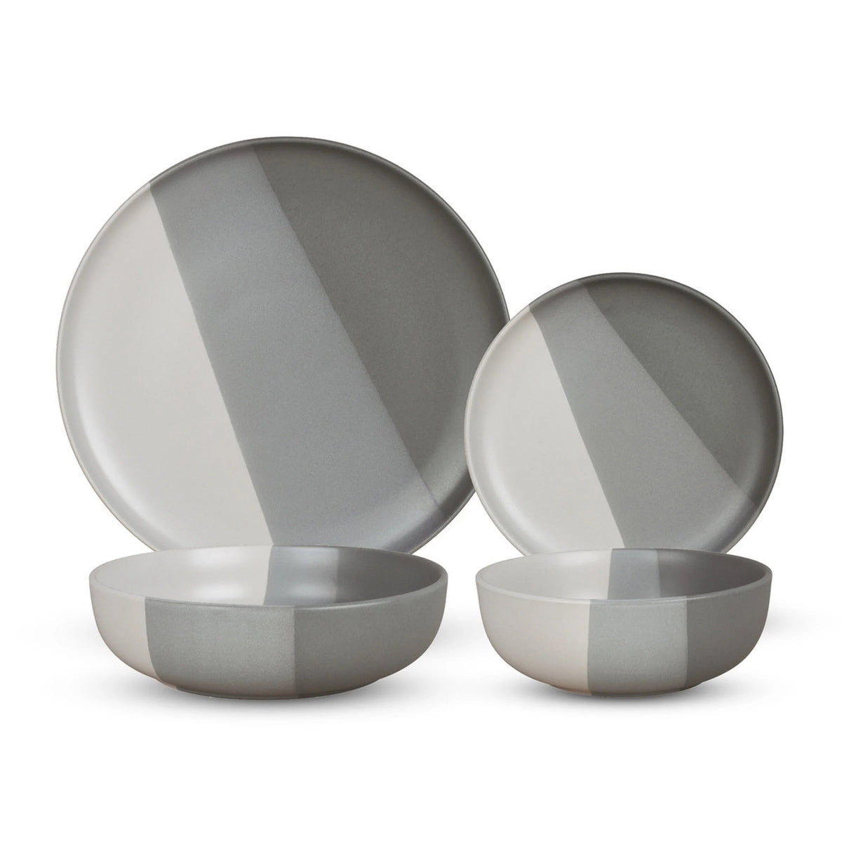 Godinger Stoneware Piermont Grey 16 Piece Dinnerware Set, Service for 4