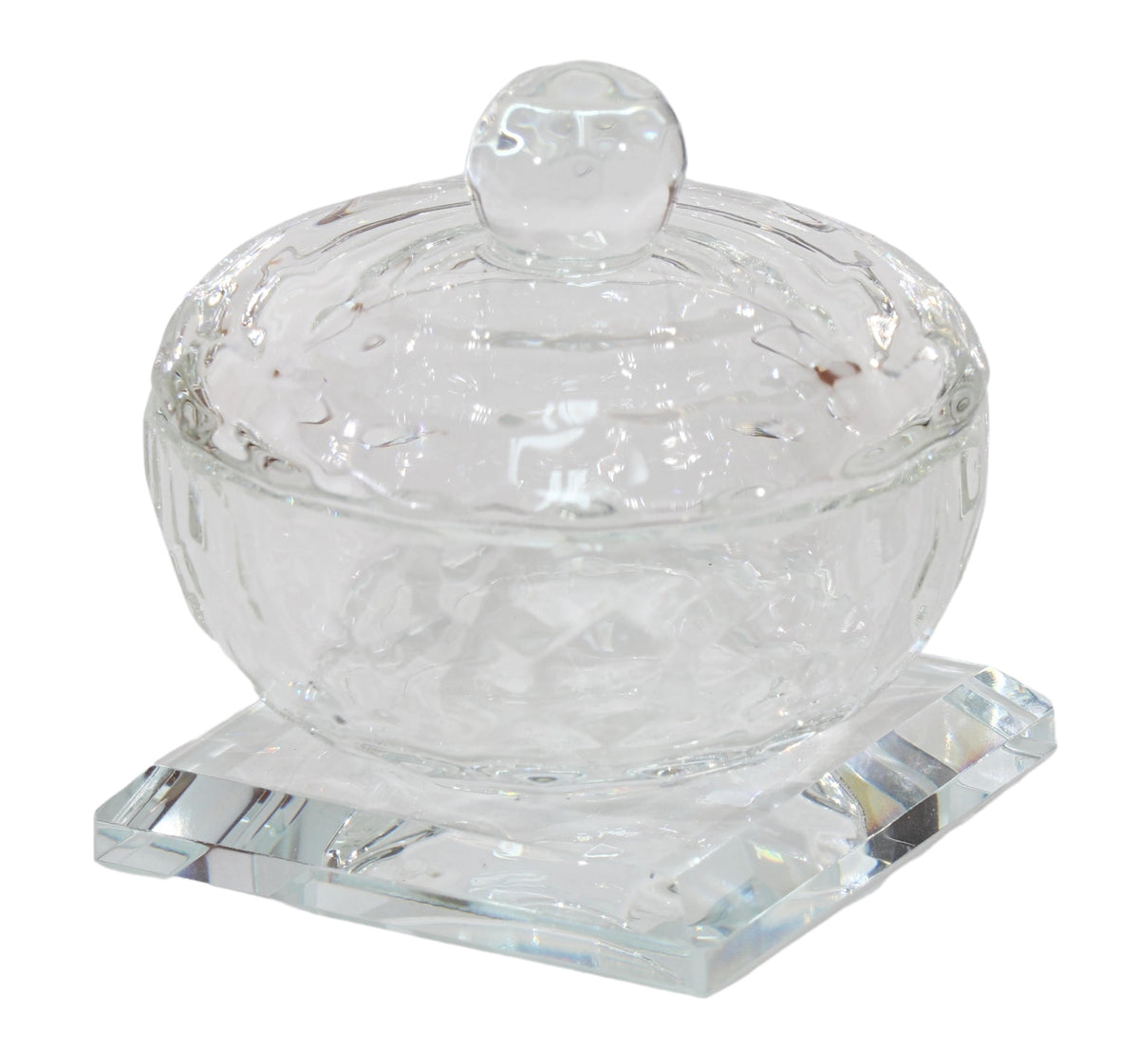 A&M Judaica Crystal Dish With Lid 2" X 2" Salt & Honey Holder