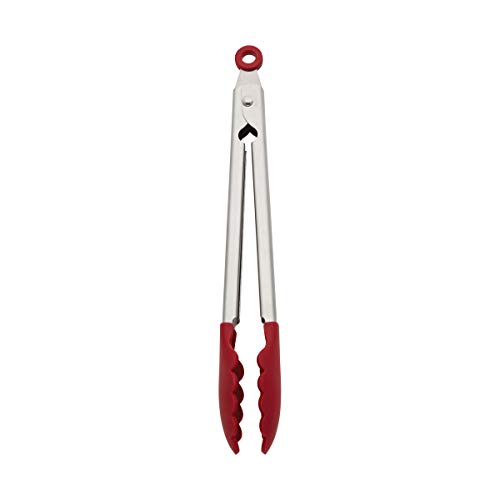 KitchenAid Silicone Stainless Steel Tongs, 10.26-Inch, Red