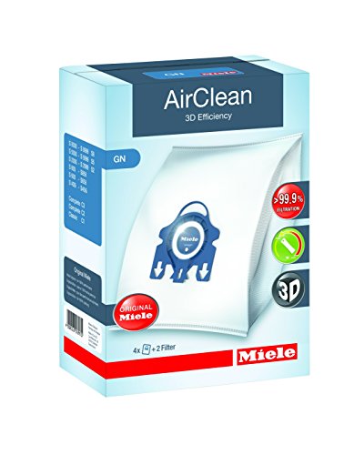 Miele G/N 10123210 AirClean 3D Efficiency Vacuum Dust Bag, Type GN, 4 Bags & 2 Filters