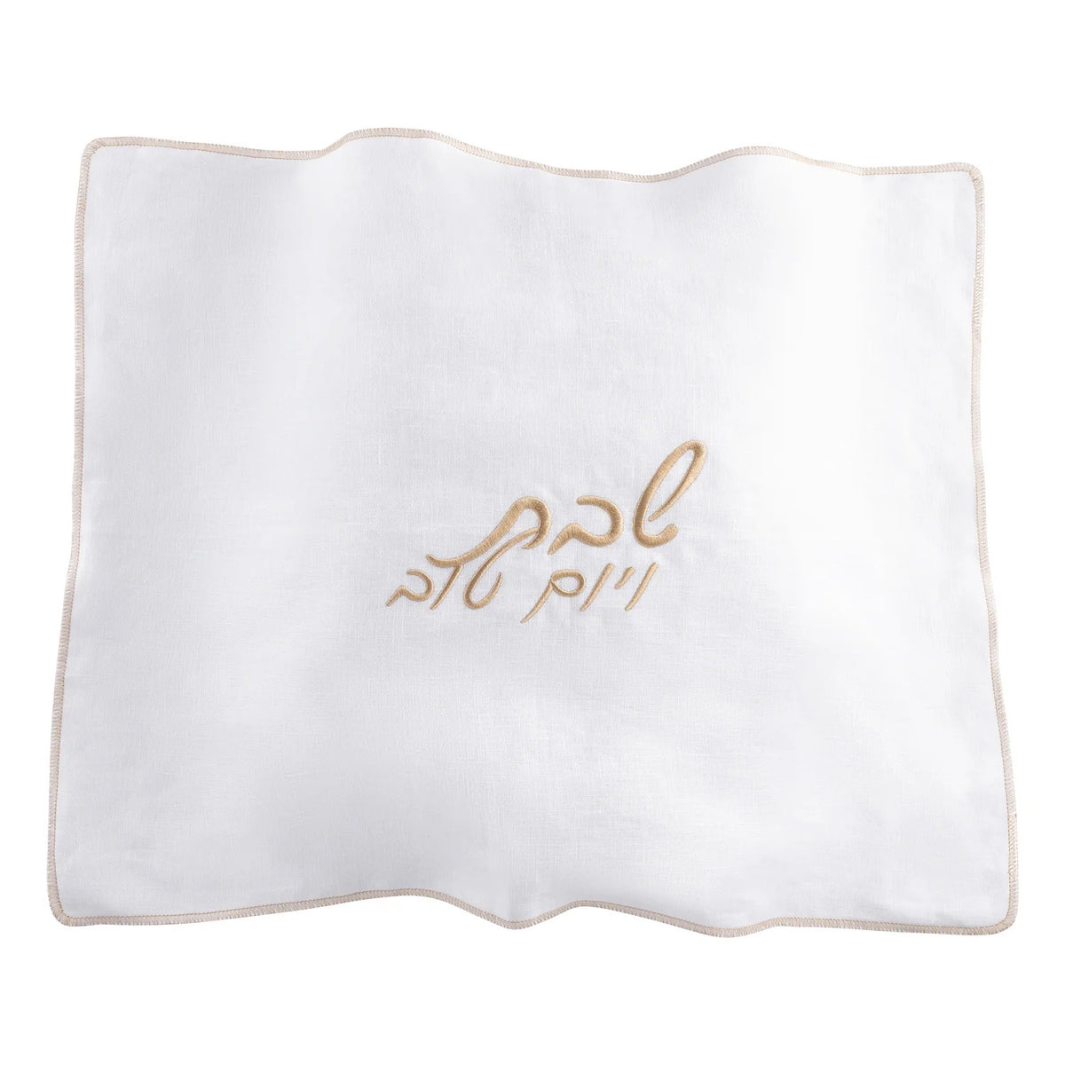 Waterdale Linen Challah Cover, Gold Crochet Border