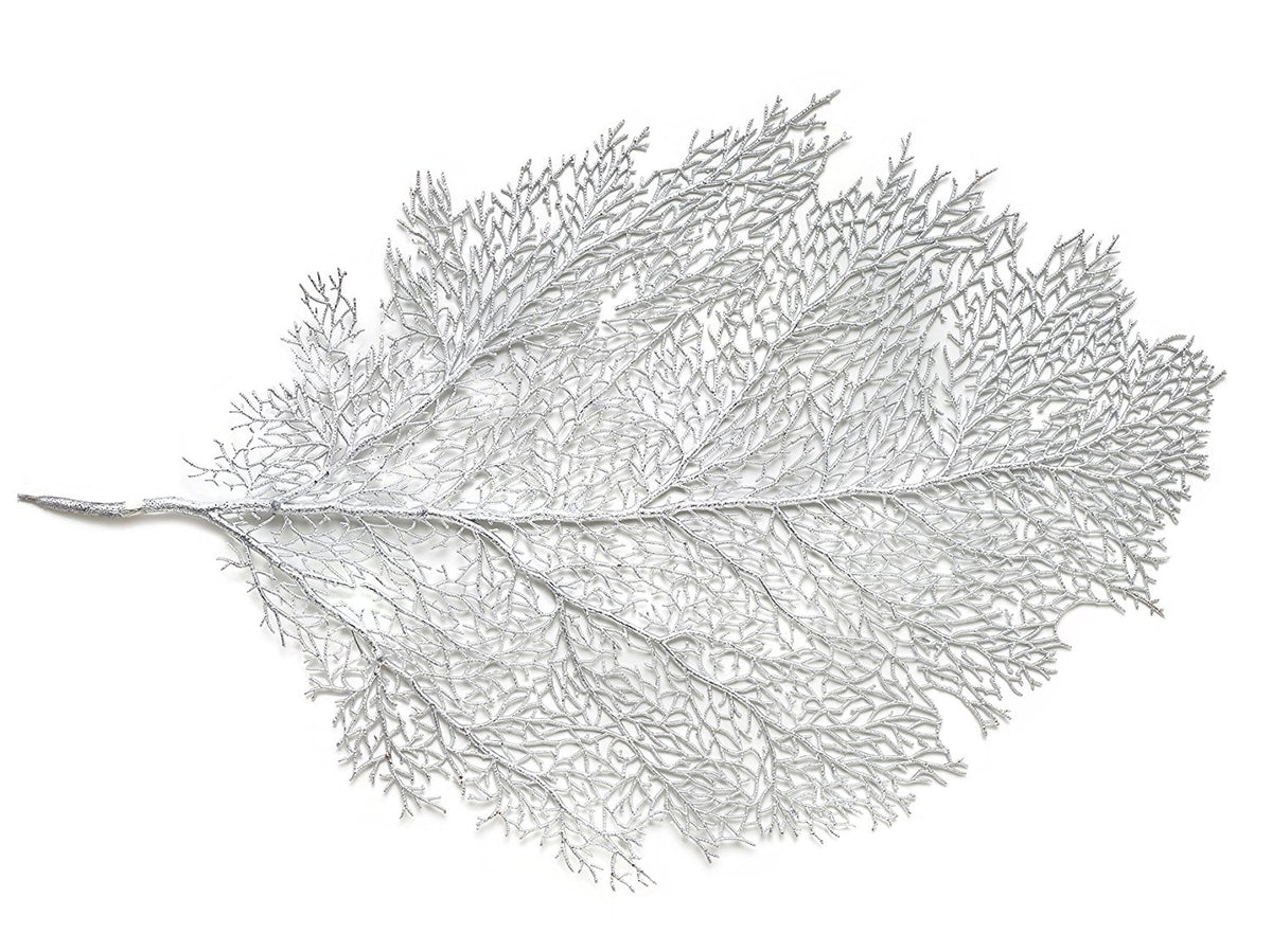 Elegant Sparkling Metallic Leaf Placemat (Silver)
