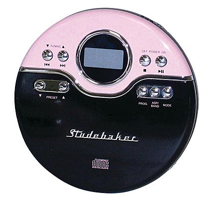 Studebaker SB3703PB Personal Portable Jogging CD Player with AM/FM PLL Radio, Pink/Black - Requires 2 x AA BAtteries