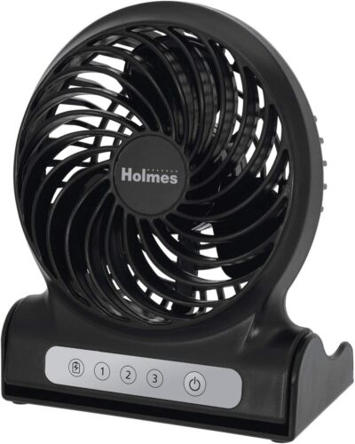 Holmes 4" USB Rechargeable Personal Fan, Black