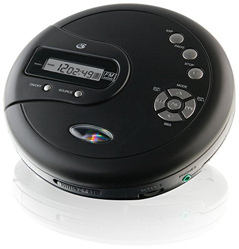 GPX PC332B Portable CD Player with Anti Skip Protection, FM Radio and Stereo Earbuds, Black (Requires 2 AA Batteries)