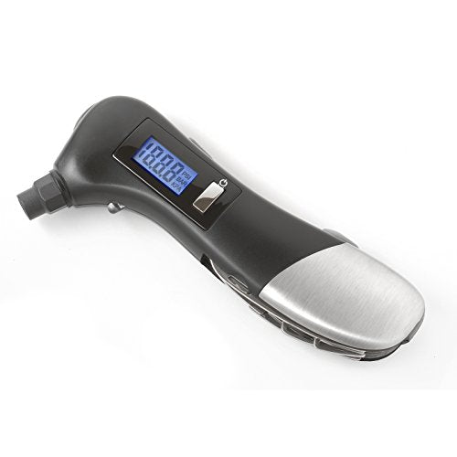 Digital Tire Gauge with Multi Tools (Tech Tools) White and Red LED Flashlight