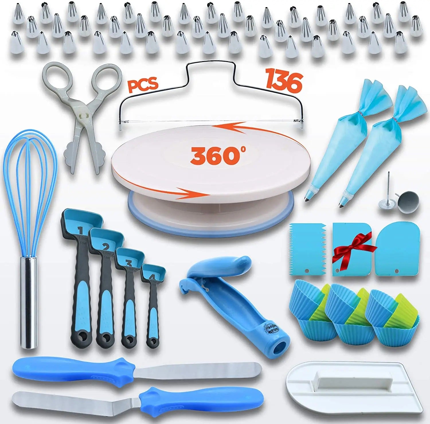 140 Stks Cake Decorating Supplies Set, Cupcake Decorating Kit Bakapparatuur Roterende Draaitafel Stand, Pijpen Nozzles en Tassen, Cake Scrapers, Icing Spatel, DIY Bakgereedschap 140 Stks Cake Decorating Supplies Set, Cupcake Decorating Kit Bakapparatuur Roterende Draaitafel Stand, Pijpen Nozzles en Tassen, Cake Scrapers, Icing Spatel, DIY Bakgereedschap