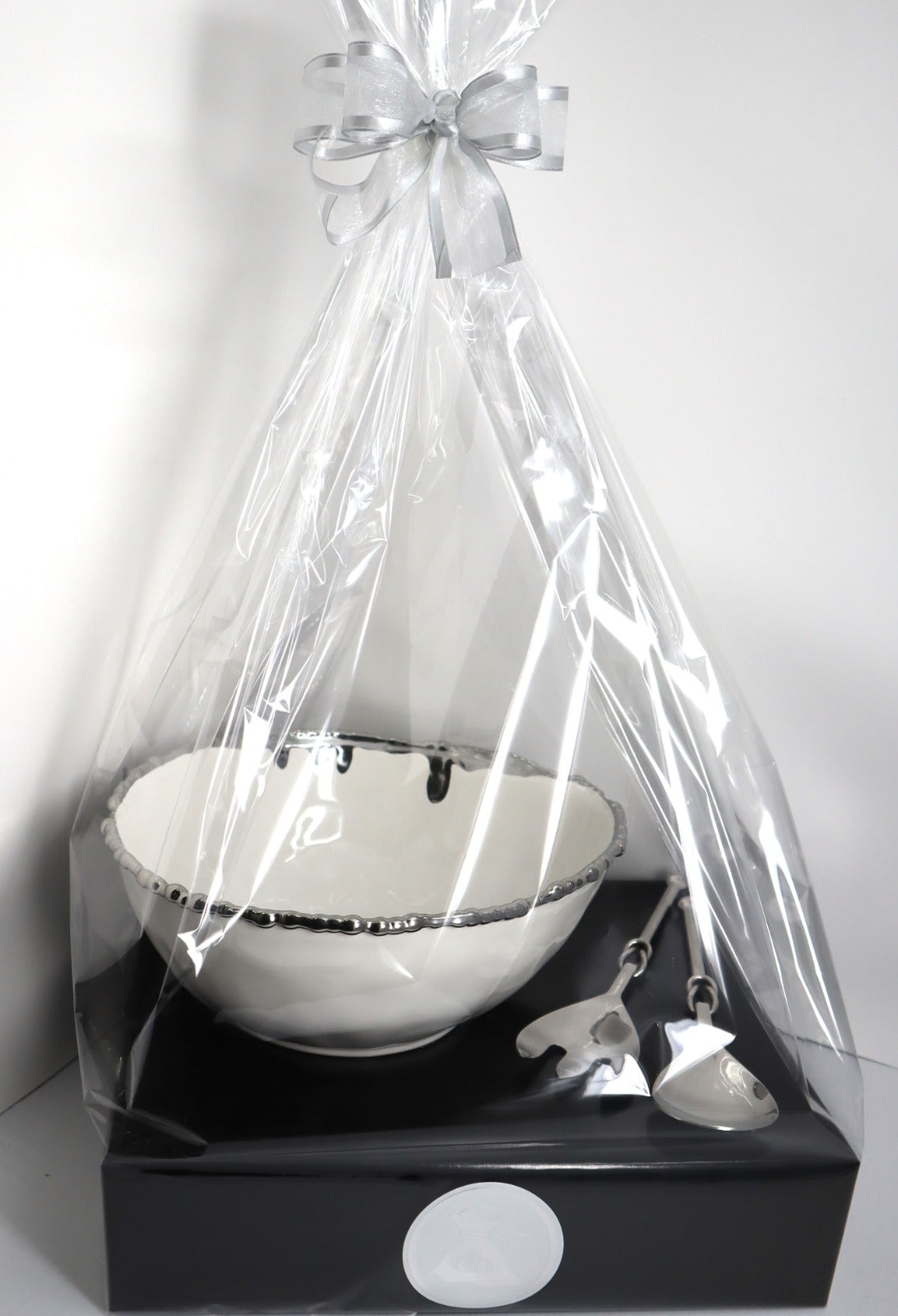 Vort Gift - Silver Designed Salad Bowl with Servers