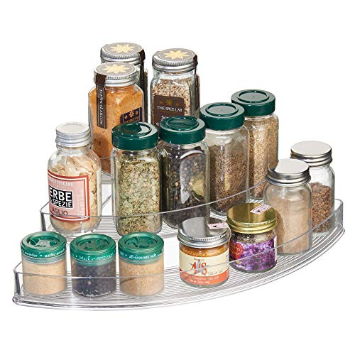 iDesign Recycled Plastic 3-Tier Corner Spice Rack, The Linus Collection - 14" x 10" x 4", Clear