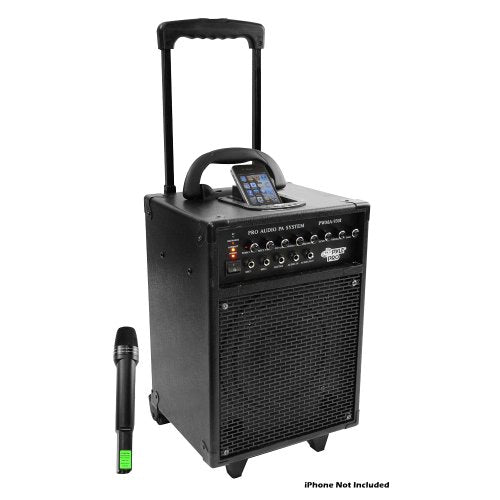 Pyle-Pro PWMA930I 600 Watt VHF Wireless Portable PA Speaker System/Echo with iPod Dock and Handheld mic
