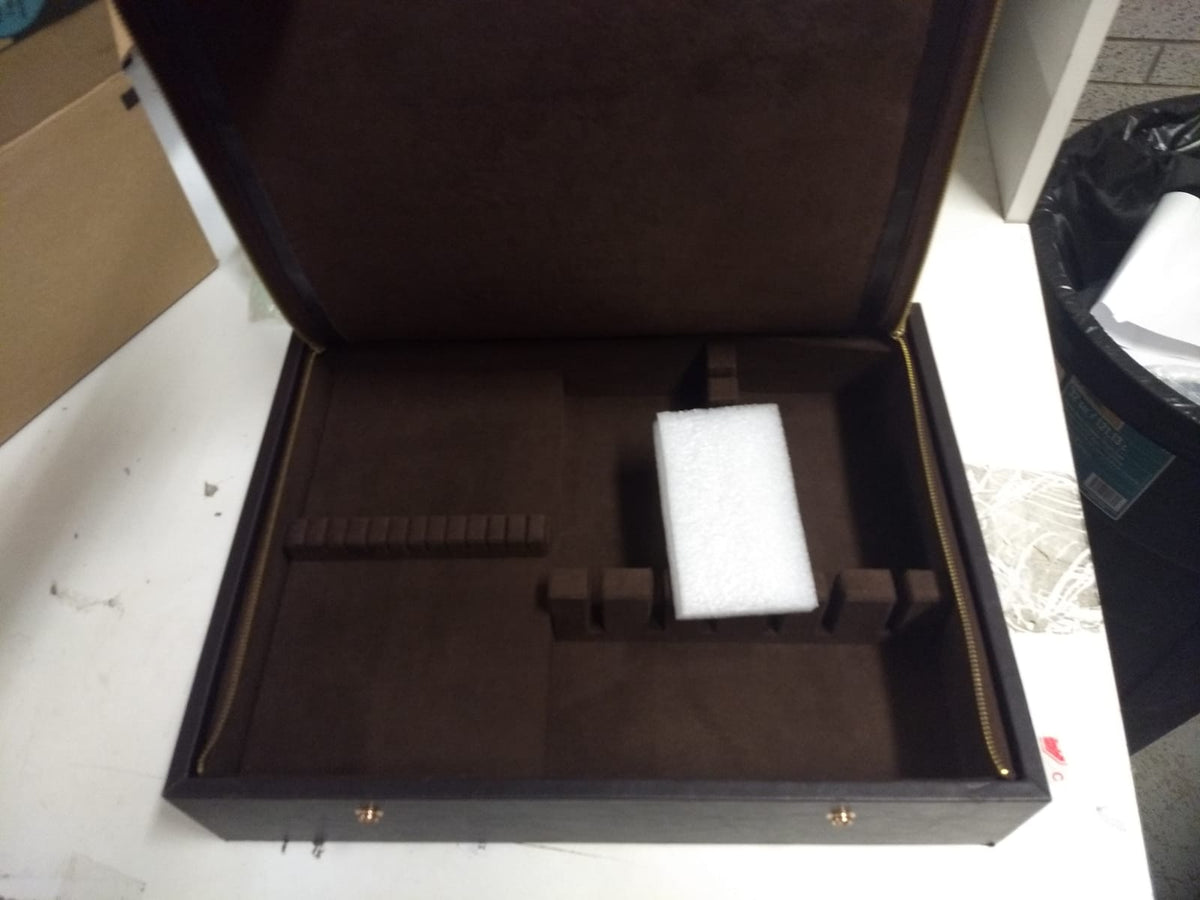 Prestige Leather Flatware Chest With Zipper and Snap Closure, Brown