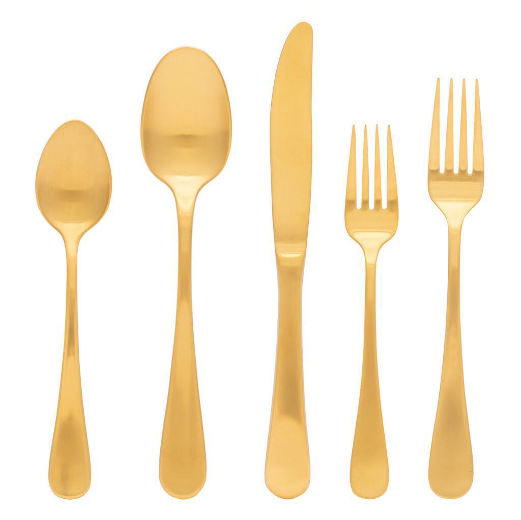 David Shaw- Lexus Matte, Full Gold, 18/10 SS Flatware 20 Pc Set