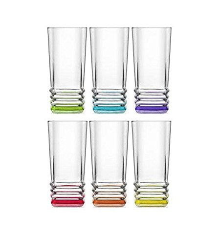 LAV ELG379 11.25 Oz Drinking Glasses Tumblers, Elegan - Set of 6 (No color on bottom, just clear)