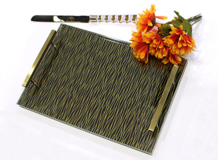 Waterdale Lucite Challah Board Tray, Gold&Black (11"x16")