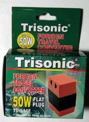 TRISONIC TS-511F 50W FLAT PLUG(U.S STEP UP VOLTAGE)TRAVEL CONVERTER