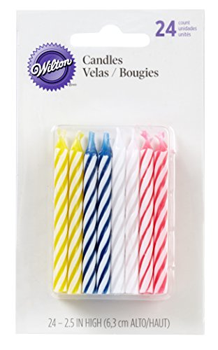 Wilton 2.5" Striped Spiral Birthday Candles, 24-Pack -  Assorted Colors