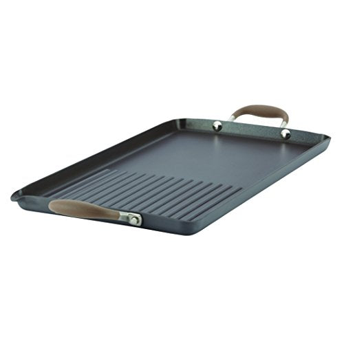 Anolon 84140 Advanced 10" x 18" Hard Anodized Nonstick Double Burner Griddle and Grill Pan with Pour Spout, Bronze GRILLPAN