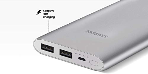 Samsung 10,000 mAh Portable Battery Pack Power Bank  with Dual USB Charging Ports, Fast Charge, Fast Recharge, Thin, Lightweight, Silver