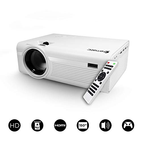 Ematic 150" HD Multimedia Theater Projector (EPJ580W), White 480p VGA/ 2 x HDMI IN/ USB 2.0/ MicroSD Card/ 3.5mm Headphone jack Built-in speakers