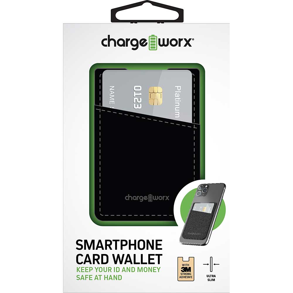 Chargeworx Leather Smartphone Card Wallet, Black