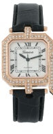 Sparkling Encrusted Square Watch with Leather Band (Black)