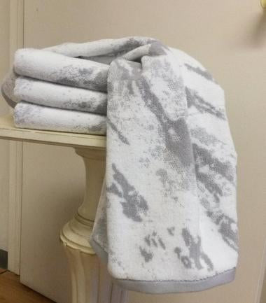 European Art 100% Cotton Marble Hand Towel, White/Grey - (19" x 30")