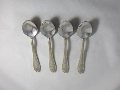 Holister Museum Collection Gold Accent American Hammered Dessert Coffee Spoons, Set of 4