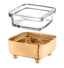 The Decorizer Square Hammered Dip Container Holder, Gold